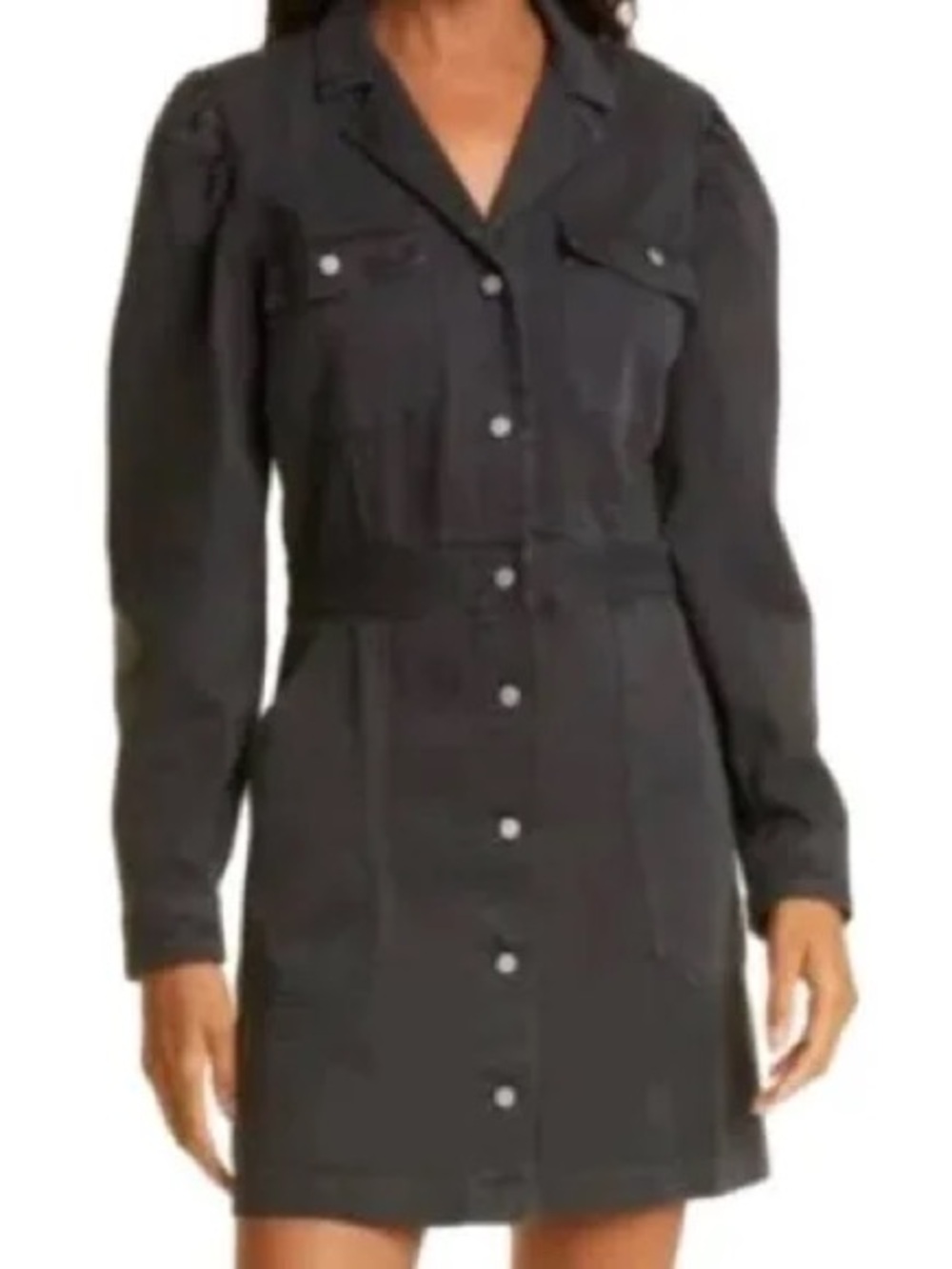 Rails Black Long Sleeve Button-Front Shirt Dress